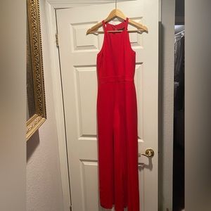 Banana Republic Sleeveless Pleated Red Jumpsuit